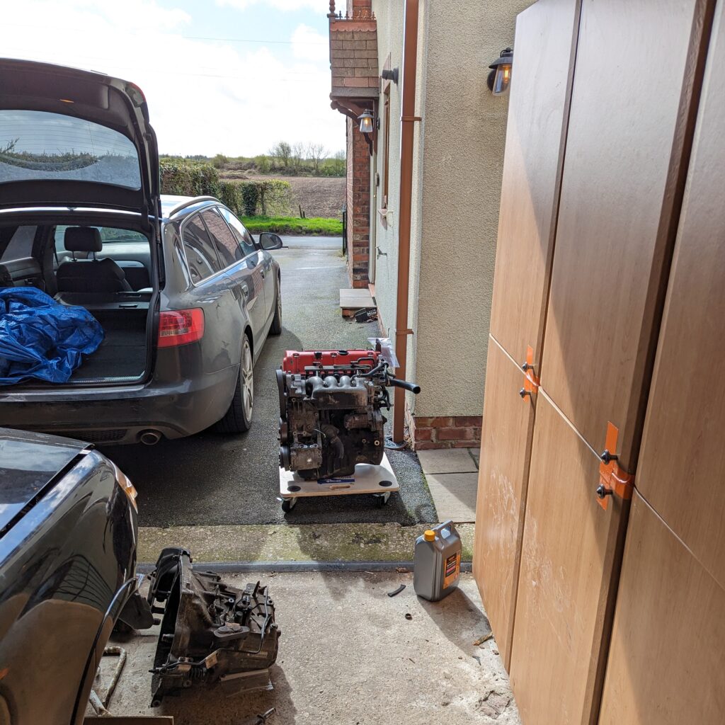 Honda K20A2 engine on dolly